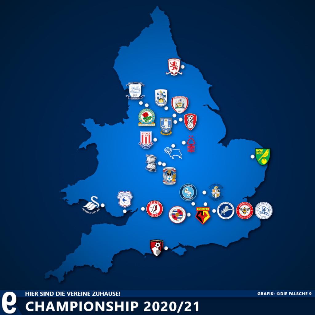 Landkarte: Championship 2020/21 - Die falsche 9