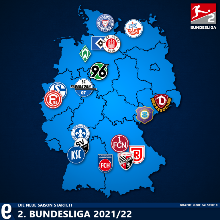 Landkarte: 2. Bundesliga 2021/22 - Die falsche 9