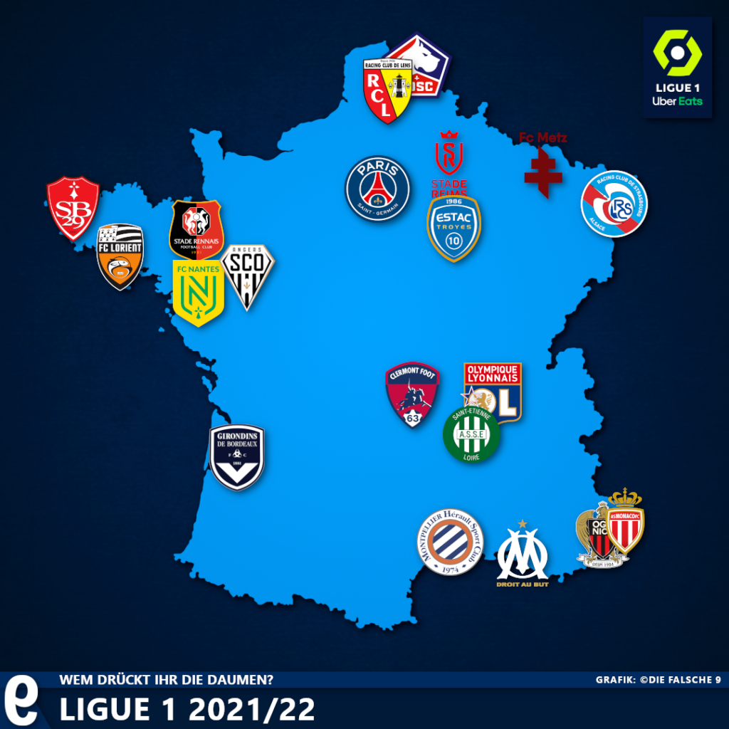 Landkarte: Ligue 1 2021/22 – Die falsche 9