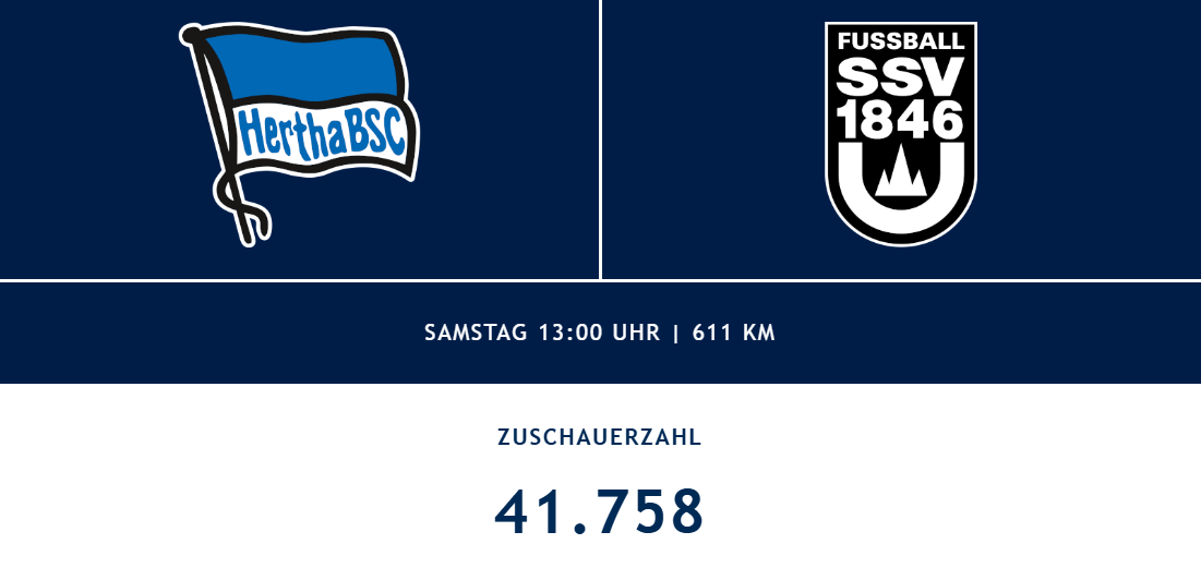 Die Zuschauerzahl bei Hertha BSC gegen SSV Ulm 1846.