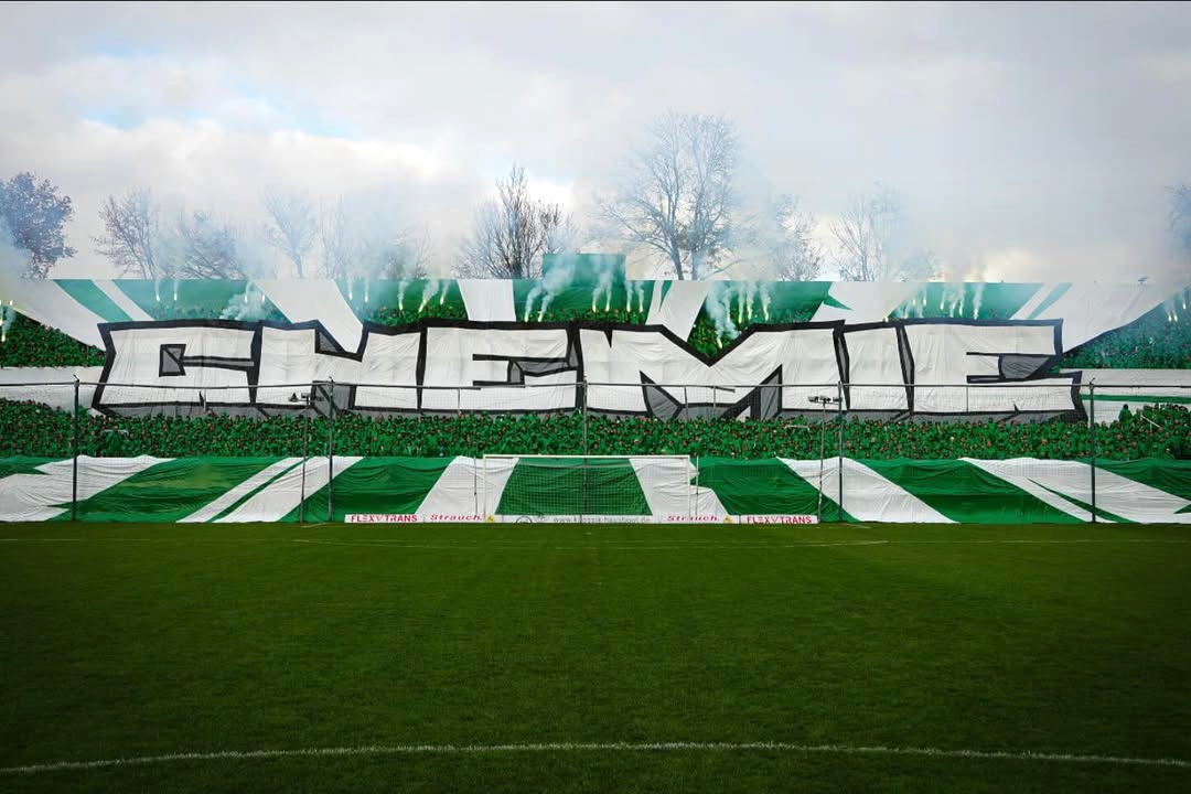 Die Choreo von Chemie Leipzig gegen den HFC.